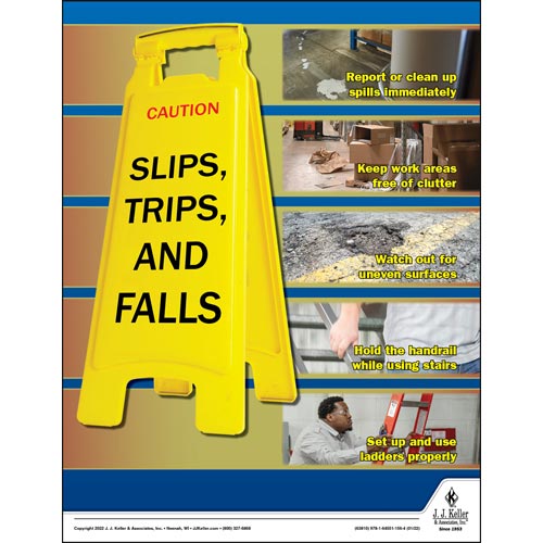 J. J. Keller Slips, Trips, and Falls - Construction Safety Poster