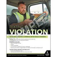 J.J. Keller Texting and CMVS Equals Violations - Transport Safety Risk Poster