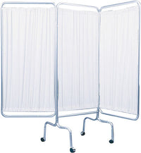 Drive Standard 3-Panel Privacy Screen with casters, vinyl, white, 6mm thick — for Privacy Screens and Curtains in Clinical and Institutional Care