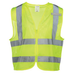J. J. Keller SAFEGEAR Hi-Vis Type R Class 2 No Pocket Safety Vest - Zip Close, Vertical Reflective Tape - S/M, Lime Green