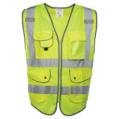 J. J. Keller SAFEGEAR Hi-Vis 9 Pocket Vest Type R Class 2 - X-Large, Lime Green