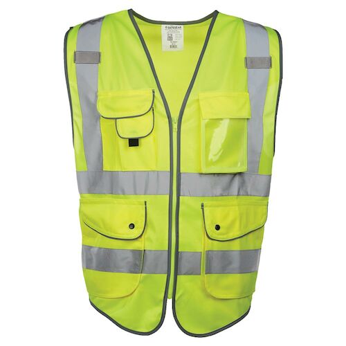J. J. Keller SAFEGEAR Hi-Vis 9 Pocket Vest Type R Class 2 - 2X-Large, Lime Green