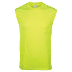 J. J. Keller SAFEGEAR Hi-Vis Non-Certified Sleeveless T-Shirt With Pocket - X-Large, Lime Green