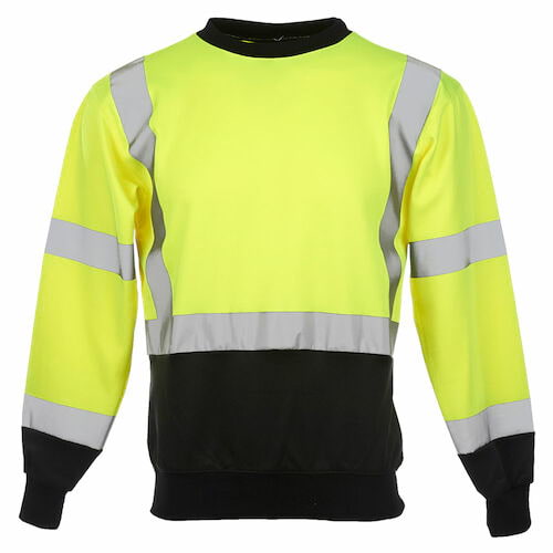 J. J. Keller SAFEGEAR Hi-Vis Type R Class 3 Crew Neck Sweatshirt - Medium, Lime Green