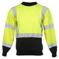 J. J. Keller SAFEGEAR Hi-Vis Type R Class 3 Crew Neck Sweatshirt - 2X-Large, Lime Green