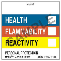 J. J. Keller Original HMIS Labels - Without Chronic Hazards Box - Paper, 2" x 2" Roll