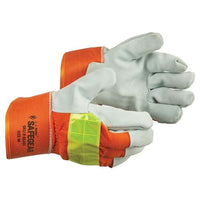 SAFEGEAR Hi-Vis Split Cowhide Leather Palm Work Gloves