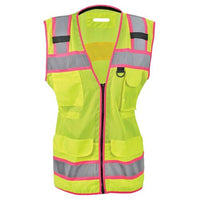 SAFEGEAR Women‚Äôs Fit Hi-Vis Lime with Pink Trim Type R Class 2 Safety Vest