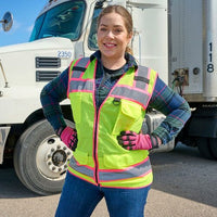 SAFEGEAR® Women’s Fit Hi-Vis Lime with Pink Trim Type R Class 2 Safety Vest