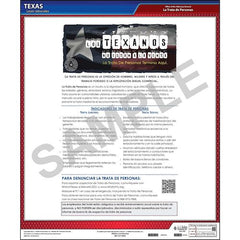 J. J. Keller Texas Commercial Lodging Human Trafficking Poster - Laminated, Spanish