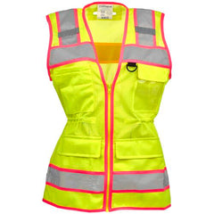 J. J. Keller SAFEGEAR Women's Fit Hi-Vis Lime with Pink Trim Type R Class 2 Safety Vest