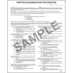 J. J. Keller Driver's Written Examination Form - 1-Ply, 11" W x 17" L