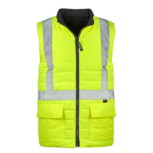 J. J. Keller SafeGear Men's Hi-Vis Type R Class 2 Reversible Puffer Safety Vest – Thermal Weather Protection and High-Visibility Compliance