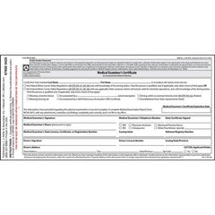 J. J. Keller Medical Examination Certificate, Unlaminated - Snap-Out, 2-Ply, Carbon, 3-1/2" W x 7-1/8" L