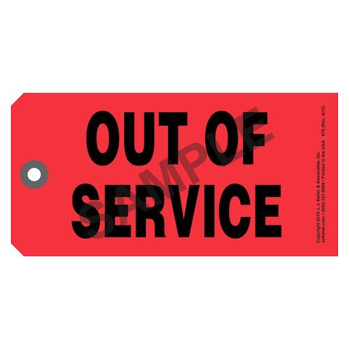 J. J. Keller Out Of Service Tag - 6-1/4" W x 3-1/8" L, 50 per pack