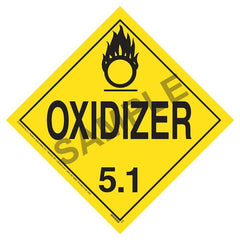 J. J. Keller Division 5.1 Oxidizer Placard - Worded - 4 mil Vinyl, Permanent Adhesive
