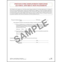J.J. Keller Previous Pre-Employment Employee Alcohol & Drug Test Statement - Padded Format
