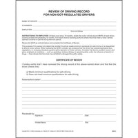 J.J. Keller Annual Review of Non-DOT Driving Record