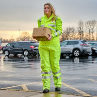 SAFEGEAR Womens™ Fit Hi-Vis Type R Class 3 Lime Green and Non-Certified Black Rain Jackets