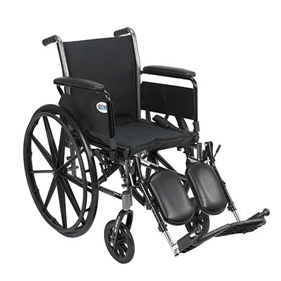 Drive Cruiser III Light Weight Wheelchair with Flip Back Removable Arms, Full Arms, Elevating Leg Rests, 18" Seat — for Strength Training and Rehabilitation