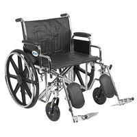 Drive Sentra EC Heavy Duty Wheelchair, Detachable Desk Arms, Elevating Leg Rests, 24"Seat — for Mobility and Patient Transport