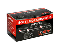 Strapit Surgimask Face Masks, 3 ply disposable with ear loops, ASTM Level 2, Box of 50 — for PPE in Clinical and Institutional Care