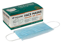 Ticare Face Masks, 3 ply disposable with ear loops, Box of 50 — for PPE in Clinical and Institutional Care
