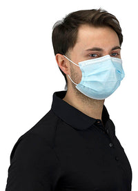 FEI 3 Ply Disposable Face Masks with Ear Loops and Adjustable Nose Clips, Box of 50 — for Treatment and Examination Rooms