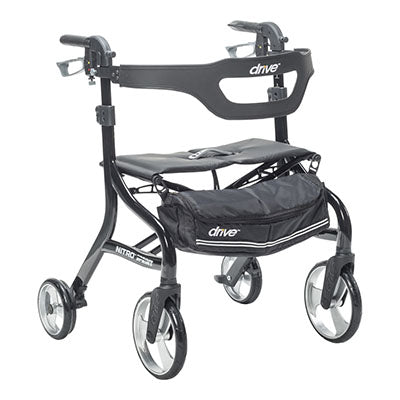 Drive Nitro Sprint HD Rollator, Black — for Safe and Supported Mobility