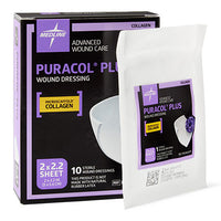 Medline Puracol Plus Collagen Wound Dressings, 2" x 2.2", Box of 10 — for Medical Bags and Supplies in Clinical and Institutional Care