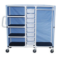 MJM International 370-16 Combo Cart With 4 Shelves And 16 Pull Out Tubs With Mesh Or
