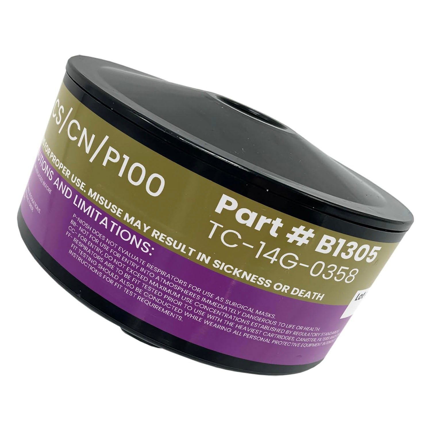 Elmridge B1305 Riot Control Canister – 40mm NATO Threaded CS/CN/P100 Respiratory Protection