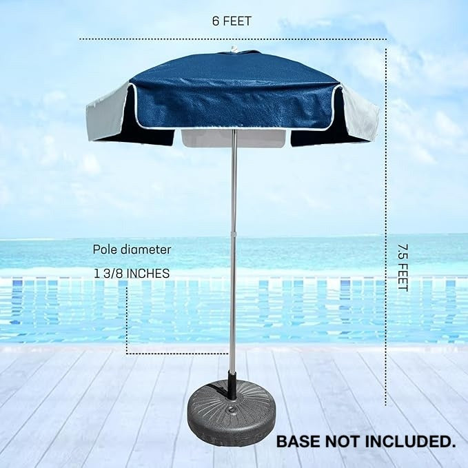 Kemp USA 12-008-NVY/WHI Polyester Fabric Navy/White 6' Umbrella