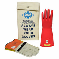 JJ Keller Enespro® Class 2 Voltage 14” Red Glove Kit with Flame Resistant Liner Glove