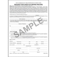 J.J. Keller Request For Check of Driving Record - Snap-Out Format (Pack of 25)