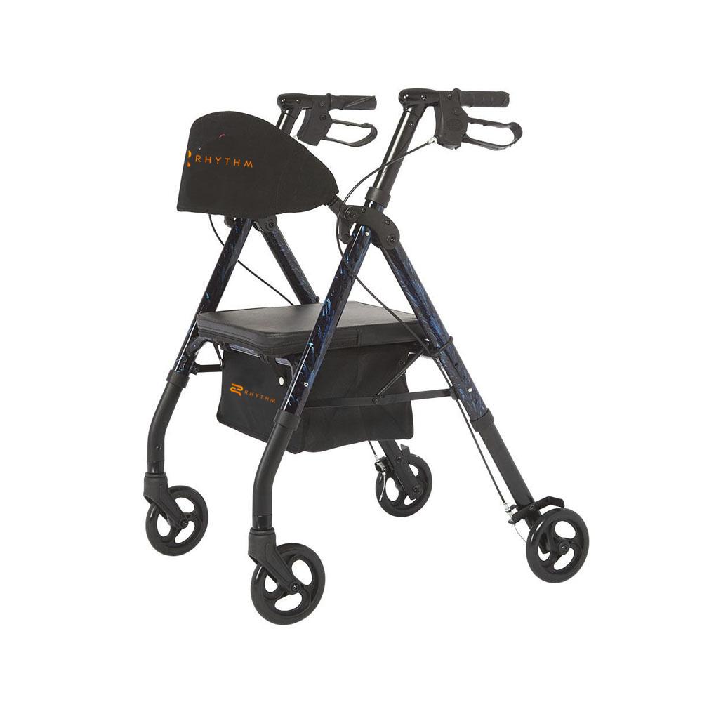 Rhythm Healthcare Royal Universal Aluminum 4-Wheel Rollator – Customizable Comfort and Easy Home Mobility