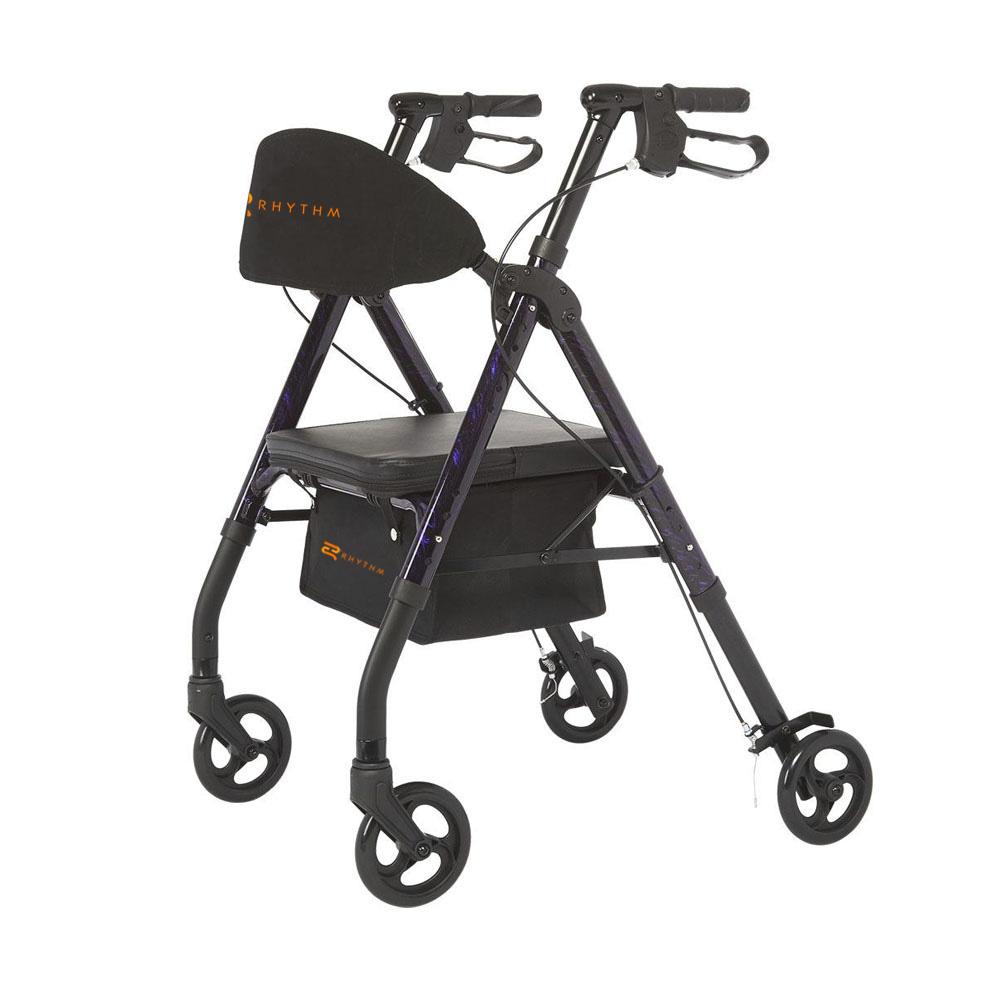 Rhythm Healthcare Royal Universal Aluminum 4-Wheel Rollator – Customizable Comfort and Easy Home Mobility