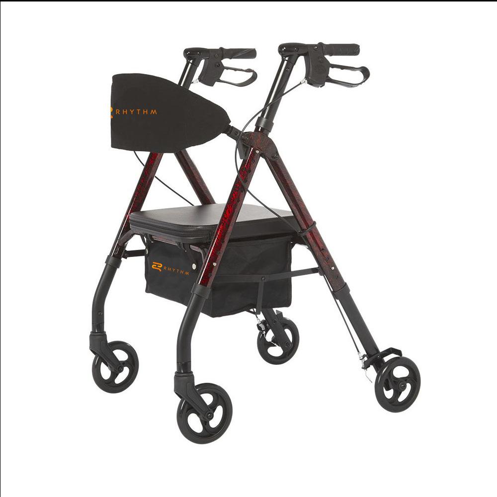 Rhythm Healthcare Royal Universal Aluminum 4-Wheel Rollator – Customizable Comfort and Easy Home Mobility
