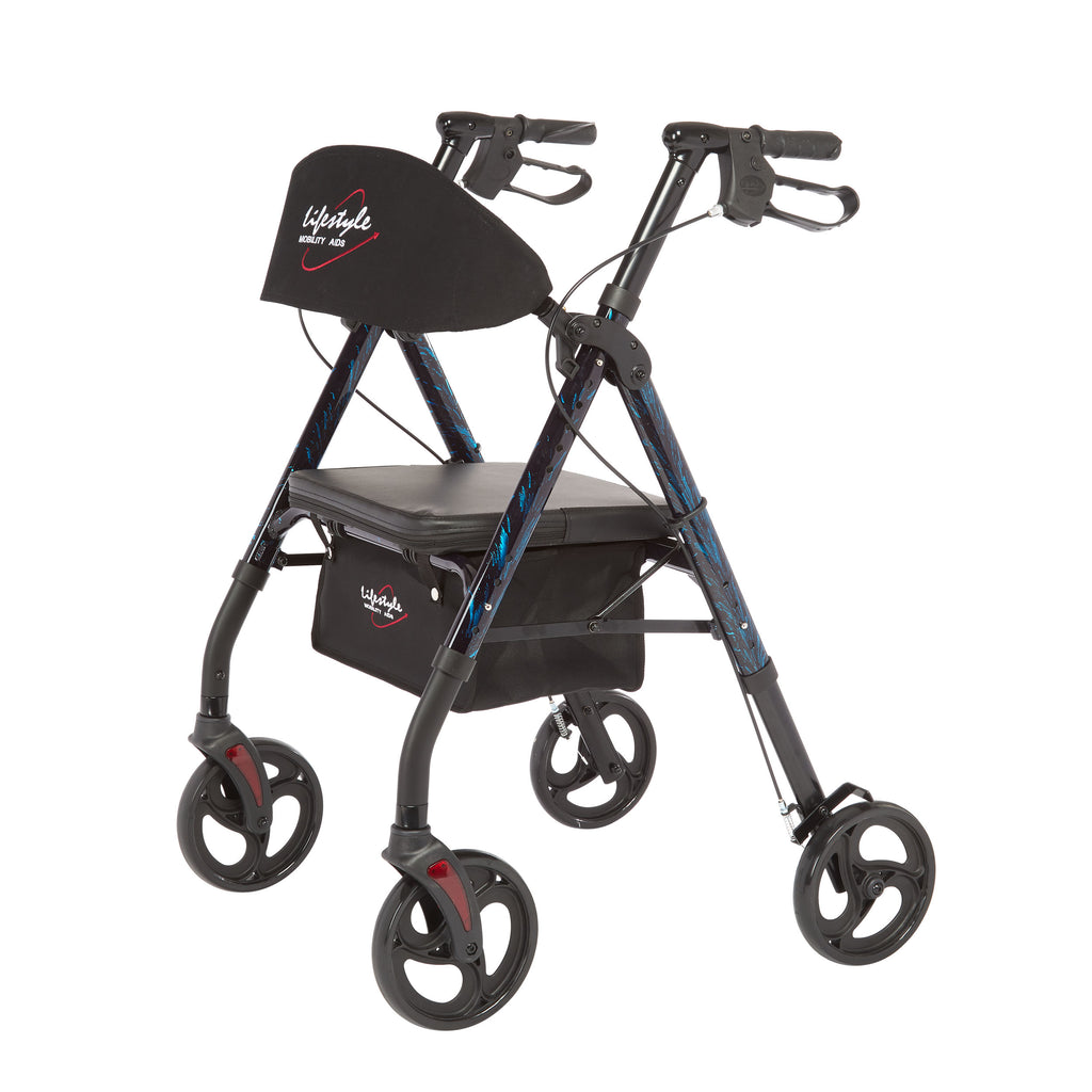 Rhythm Healthcare Royal Deluxe Universal Aluminum 4-Wheel Rollator | Multi-Level Height Adjustment