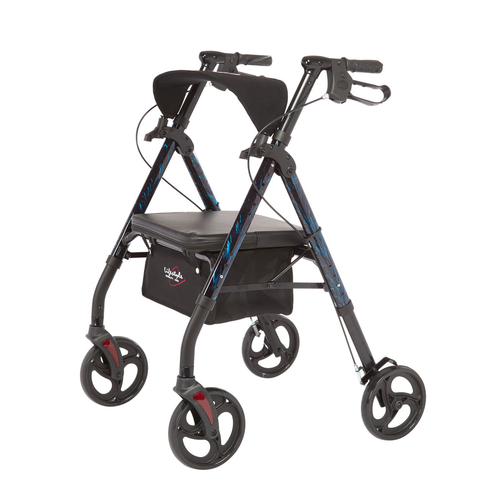 Rhythm Healthcare Royal Deluxe Universal Aluminum 4-Wheel Rollator | Multi-Level Height Adjustment