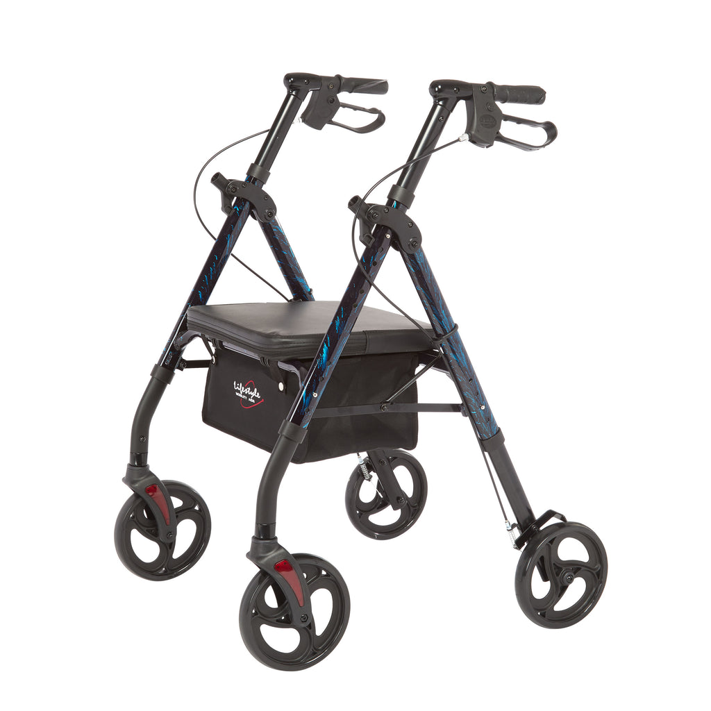 Rhythm Healthcare Royal Deluxe Universal Aluminum 4-Wheel Rollator | Multi-Level Height Adjustment