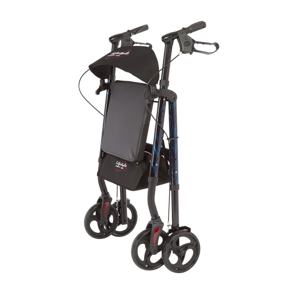 Rhythm Healthcare Royal Deluxe Universal Aluminum 4-Wheel Rollator | Multi-Level Height Adjustment