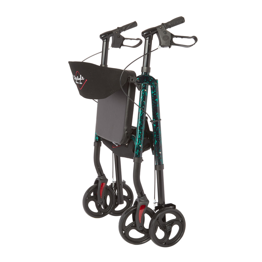 Rhythm Healthcare Royal Deluxe Universal Aluminum 4-Wheel Rollator | Multi-Level Height Adjustment