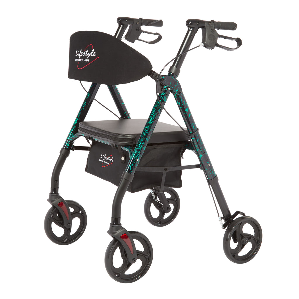 Rhythm Healthcare Royal Deluxe Universal Aluminum 4-Wheel Rollator | Multi-Level Height Adjustment