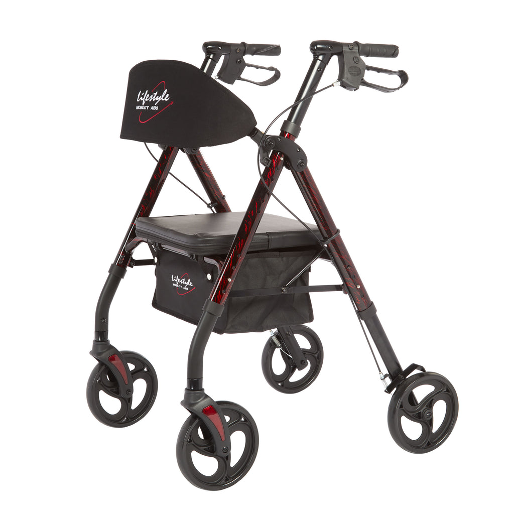 Rhythm Healthcare Royal Deluxe Universal Aluminum 4-Wheel Rollator | Multi-Level Height Adjustment