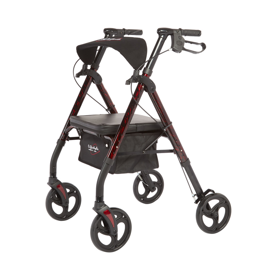 Rhythm Healthcare Royal Deluxe Universal Aluminum 4-Wheel Rollator | Multi-Level Height Adjustment