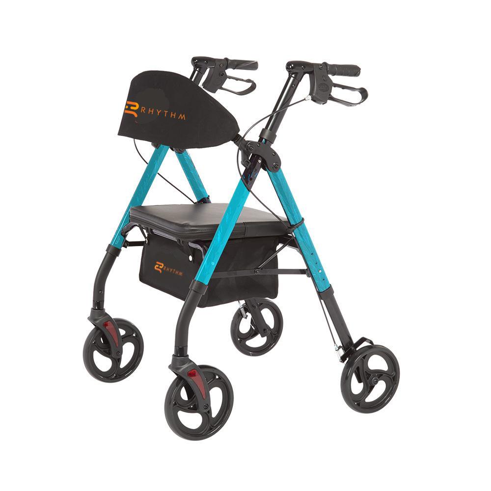 Rhythm Healthcare Royal Deluxe Universal Aluminum 4-Wheel Rollator | Multi-Level Height Adjustment