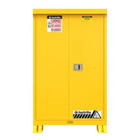 Justrite 813000 Outdoor Flammable Storage Cabinet 1 Shelf Manual Close Doors Yellow, 30 Gallon