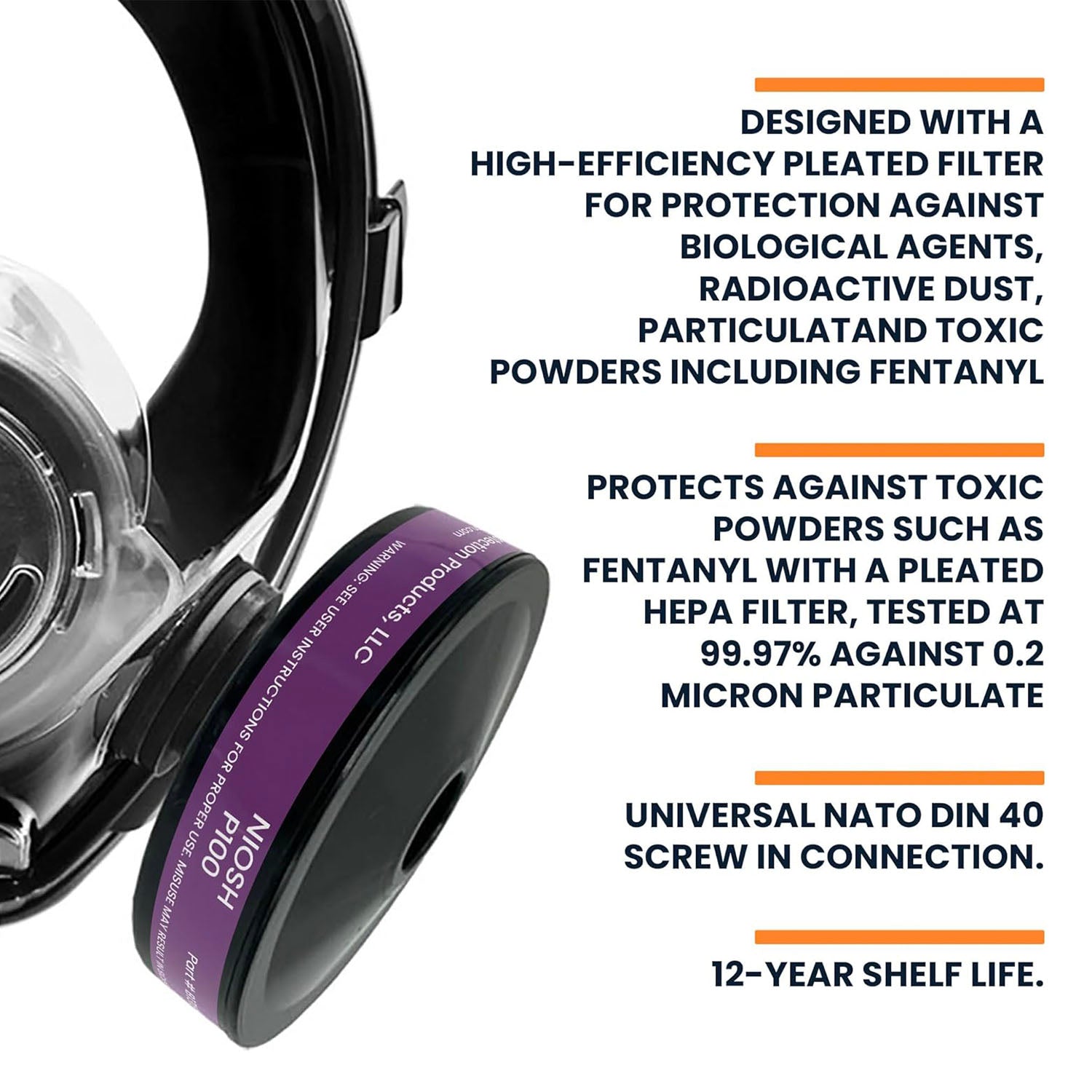 Elmridge B1318 Pleated HEPA Filter – 40mm NATO Threaded High-Efficiency Respiratory Protection