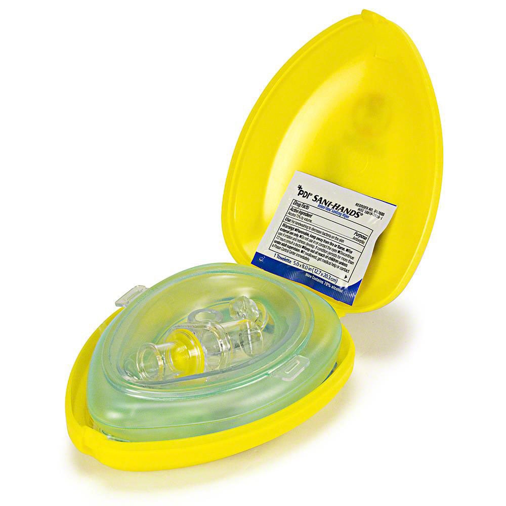 Laerdal Pocket Mask with Oxygen Inlet, Head Strap & Gloves in Yellow H